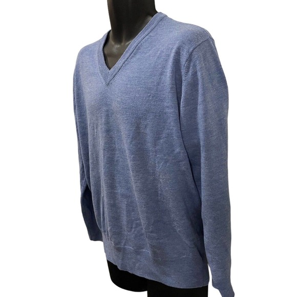 Orvis Men’s 100% Merino Wool V-Neck Pullover Sweater‎ Blue Size Medium - Picture 2 of 4